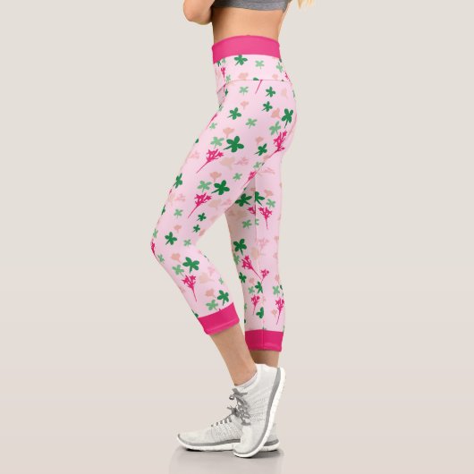Leggings Capri Botanique florale rose (Gauche)