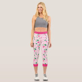 Leggings Capri Botanique florale rose (Recto)