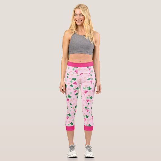 Leggings Capri Botanique florale rose (Recto)