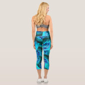 Leggings Capri Boucles turquoise et bleue en optique 3D (Verso)