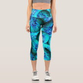 Leggings Capri Boucles turquoise et bleue en optique 3D (Recto)