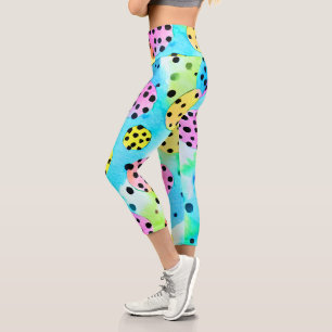 Leggings Capri Boules et points adorables Fille Bleu rose jaune