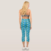 Leggings Capri Bouquet de fleurs d'été en bleu (Verso)
