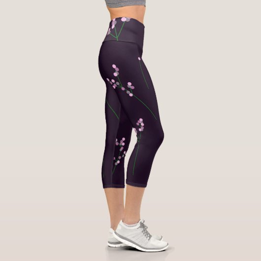 Leggings Capri Bouquet de fleurs élégantes Premium (Droite)