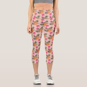 Leggings Capri Bouquet Fleur Été Rose (Recto)