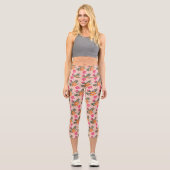 Leggings Capri Bouquet Fleur Été Rose (Recto)