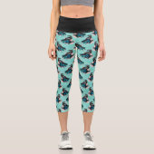 Leggings Capri Bouquet Goth Black Crow (Recto)