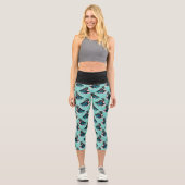 Leggings Capri Bouquet Goth Black Crow (Recto)