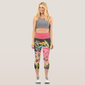 Leggings Capri Bouquet Rose d'aquarelle (Recto)