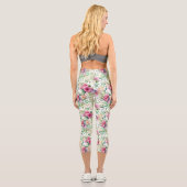 Leggings Capri Bouquet rose et blanc sur blanc (Verso)