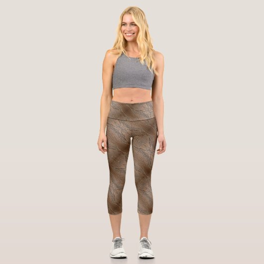 Leggings Capri Branches Abstraites Brown (Recto)