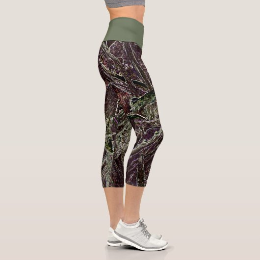Leggings Capri Branches Emmêlées Abstrait 101 Capri Vert (Droite)