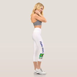 Leggings Capri Brésil et drapeau brésilien avec votre nom