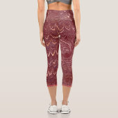 Leggings Capri brick red marble print (Verso)
