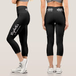 Leggings Capri Bridesmaid<br><div class="desc">Les pantalons de capri noirs sont personnalisés avec le nom de l'épouse sur la jambe et "Acheter l'épouse un verre" sur le côté arrière et Bridesmaid sur l'autre jambe. Grande fête de bachelorette ou tenue de week-end pour toute la tribu de la mariée à porter. CORRESPONDANCE d'objets dans notre collection....</div>