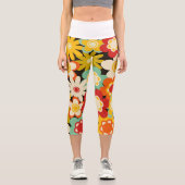 Leggings Capri Bright Coloré Retro mignon motif floral (Recto)