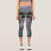 Leggings Capri Brocheurs de velours : Vins Roses gothiques bouclé (Recto)