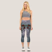 Leggings Capri Brocheurs de velours : Vins Roses gothiques bouclé (Recto)