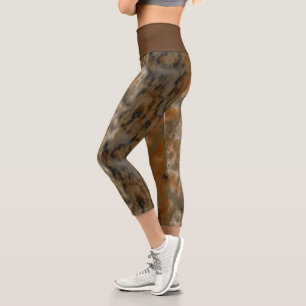 Leggings Capri Bronze et marbre de cuivre Abstrait
