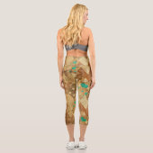 Leggings Capri Brown Grunge Quilt Stars Coeurs (Verso)