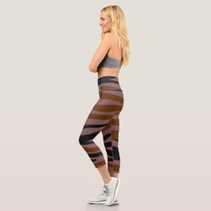 Leggings Capri Brown noir néon rayé