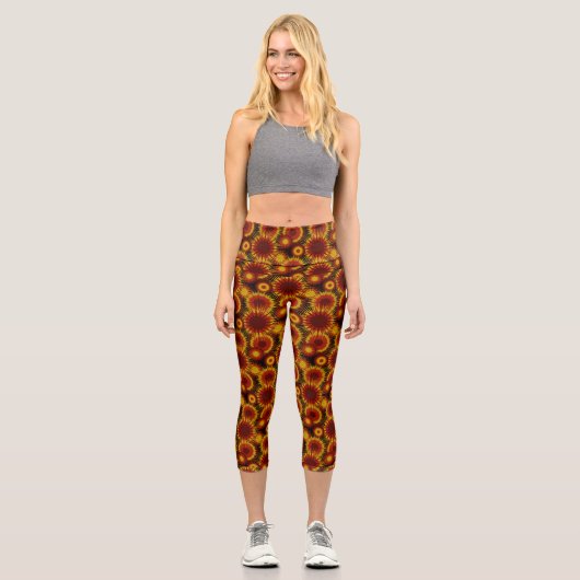 Leggings Capri Brûlure d'énergie de grenat et d'or de l'équipe Co (Recto)