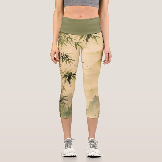 Leggings Capri Brume de bambou sage (Recto)
