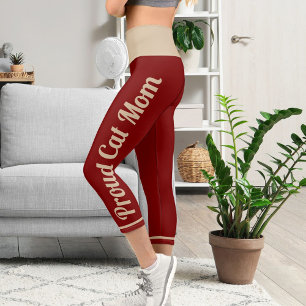 Leggings Capri Brun Rouge Profond Personnalisé Vintage Rétro Clas