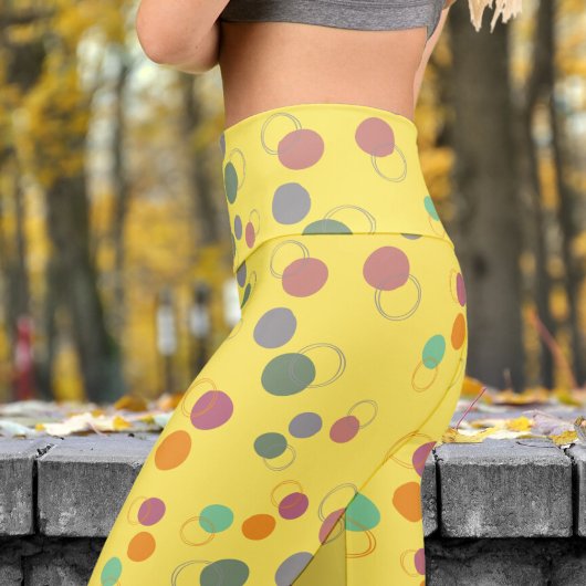 Leggings Capri Bubbles jaunes colorés Motif Yoga