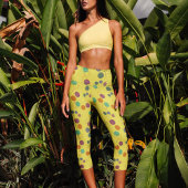 Leggings Capri Bubbles jaunes colorés Motif Yoga