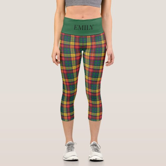 Leggings Capri Buchanan Scottish Plaid Red Green Yellow Ajouter N (Recto)