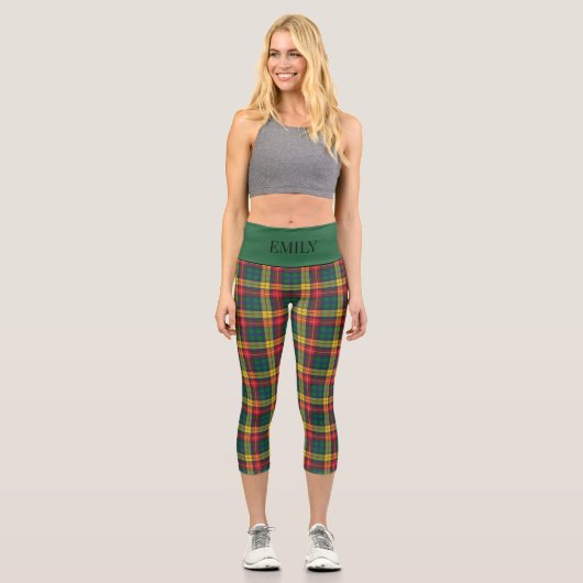 Leggings Capri Buchanan Scottish Plaid Red Green Yellow Ajouter N (Recto)