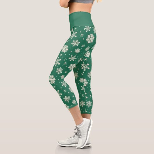 Leggings Capri Buddy le Motif Elf Snowflake (Gauche)