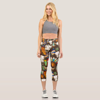 Leggings Capri Buffalo Skull Native American Emblem