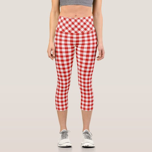 Leggings Capri Buffle rouge et blanc plaqué (Recto)