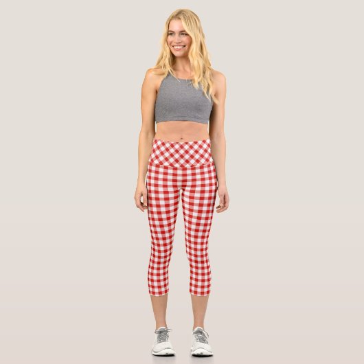 Leggings Capri Buffle rouge et blanc plaqué (Recto)