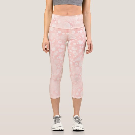 Leggings Capri Bulles blanches roses pois (Recto)