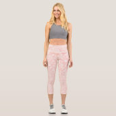 Leggings Capri Bulles blanches roses pois (Recto)