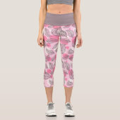 Leggings Capri Bulles Feuilles grises roses (Recto)