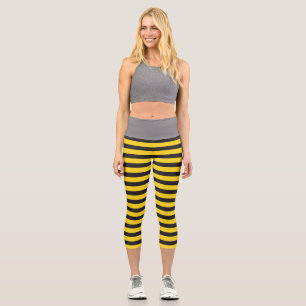 Leggings Capri Bumblebee Noir Jaune Lignes horizontales Bumble Be