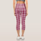 Leggings Capri Burgundy White Plaid Pattern (Verso)