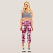 Leggings Capri Burgundy White Plaid Pattern (Recto)