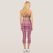 Leggings Capri Burgundy White Plaid Pattern (Verso)