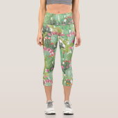 Leggings Capri Cactus peint à la main : Vert désert (Recto)