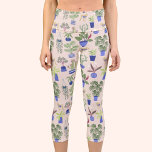 Leggings Capri Cactus Succulent rose pâle<br><div class="desc">Un motif mignon en vert frais et bleu sur un arrière - plan rose pâle. Parfait pour les plantes fous et les jardiniers d'intérieur. Art original de Nic Squirrell.</div>