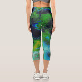 Leggings Capri Calcaire Abstrait en vert citron et bleu (Verso)