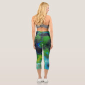 Leggings Capri Calcaire Abstrait en vert citron et bleu (Verso)