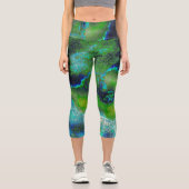 Leggings Capri Calcaire Abstrait en vert citron et bleu (Recto)