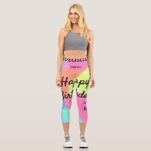 Leggings Capri calligraphie simple minimale joyeux anniversaire p