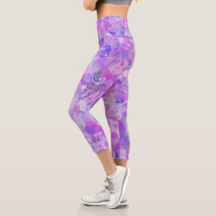 Leggings Capri Camo Abstrait tendance rose violet bleu